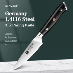 XINZUO 3.5'' Inches Paring Knife Germany 1.4116  Stainless Steel Cutting Fruit Peeling Knives Kitchen Tools Ebony Handle