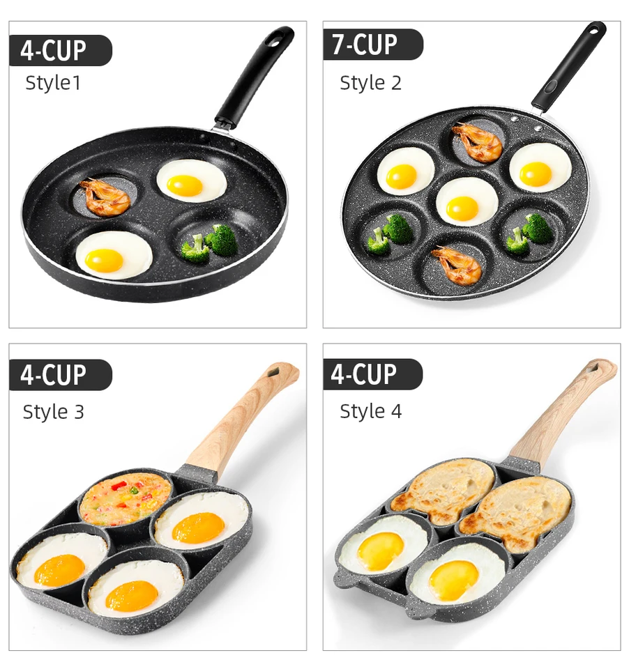 Sartén Para Huevos Poche 4 Agujeros - Antiadherente, Ideal Para Tortitas, Hamburguesas, Uso En Inducción Y Gas