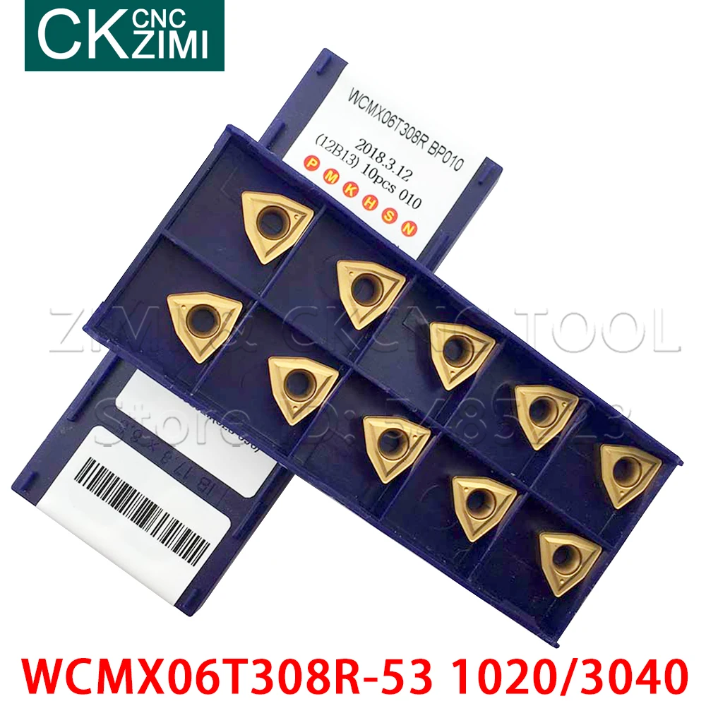 WCMX06T308R-53 1020 3040 WCMX06T308R BP010 CNC CarbideใบมีดWCMX 06T308เจาะเครื่องกลึงคาร์ไบด์แทรกUเจาะใบมีด