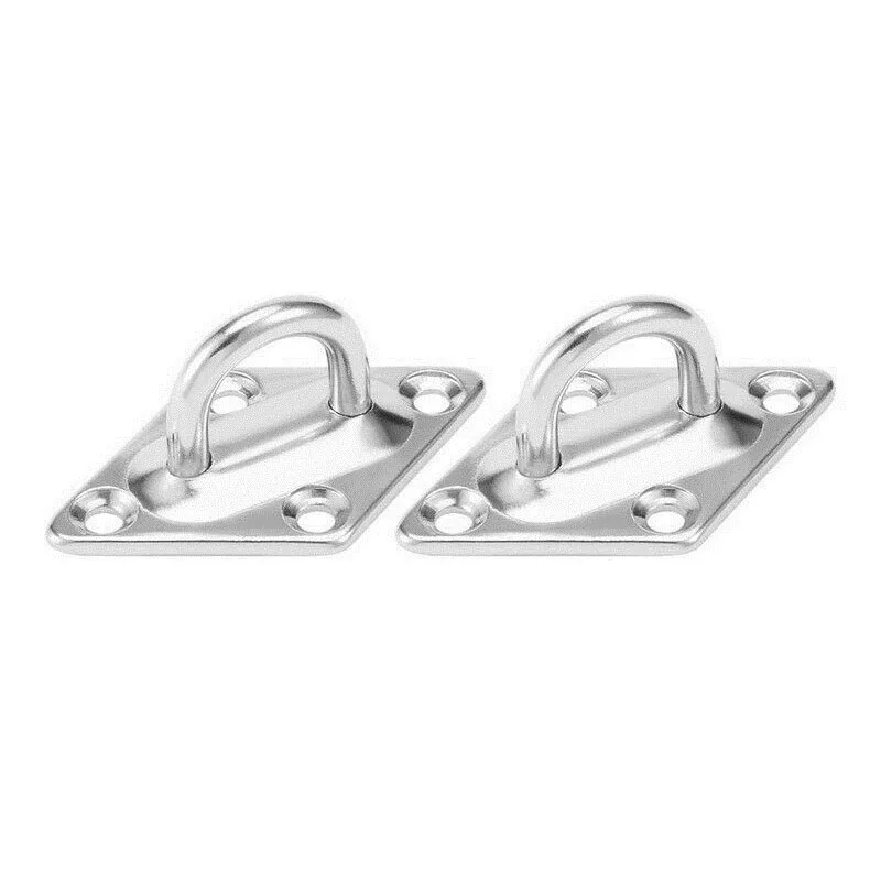 2Pcs Boat Stainless Steel 6mm Ceiling Wall Mount Hook Oval Door Buckle Diamond Shaped Fixed Buckle Anchor Eye Plate