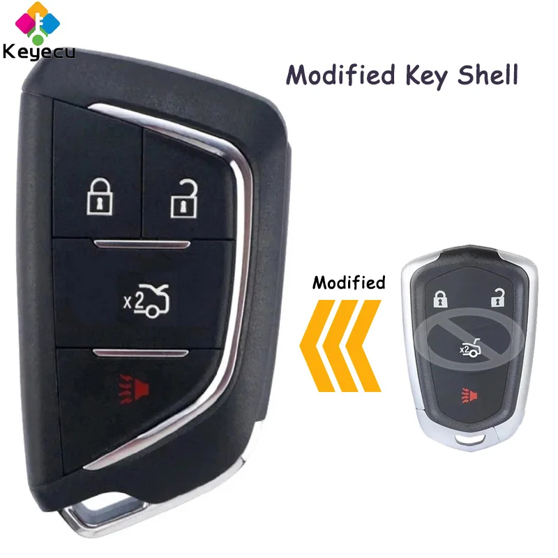 KEYECU Modified Smart Remote Car Key Shell Case Cover With 4 Buttons Fob for Cadillac ATS CTS XTS 2015 2016 2017 2018 2019 2020