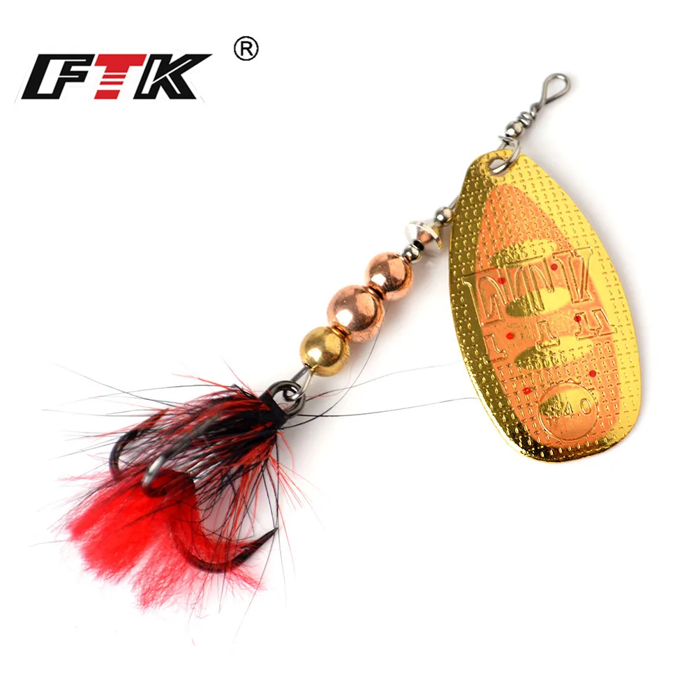 1PC Fishing Lure Spinner Bait Spoon Lures 8g 13g 19g 8colors Metal Bass Hard Bait With Feather Treble Hooks Wobblers Pike Tackle