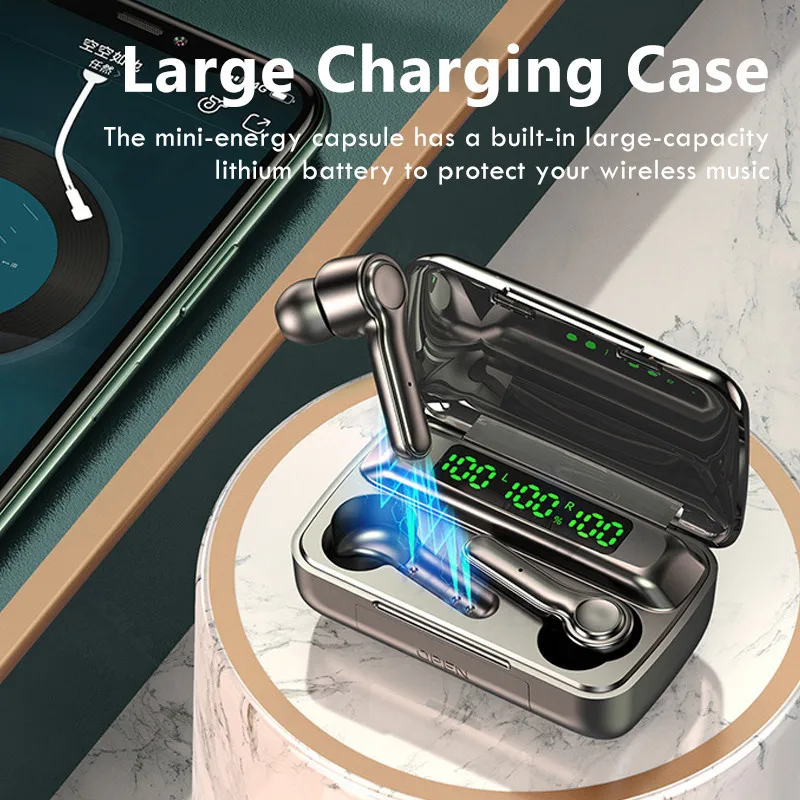 سماعات لاسلكية TWS بلوتوث 5.1 سماعات 2000mAh سماعات رياضية مقاومة للماء ايفي 9D باس سماعات أذن استريو مع ميكروفونات