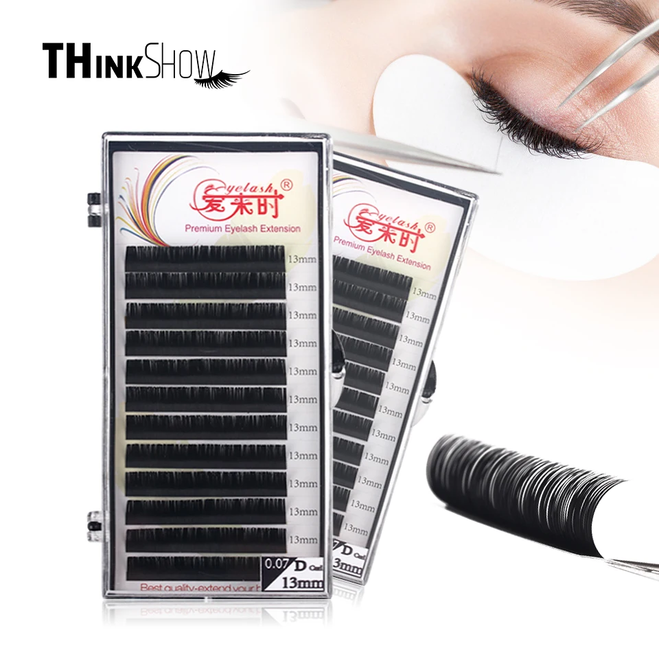 THINKSHOW All Size Individual Eyelash Extension Natural Black High Quality Eye Lashes Mink Classic Eyelash Lash Extension Cilia