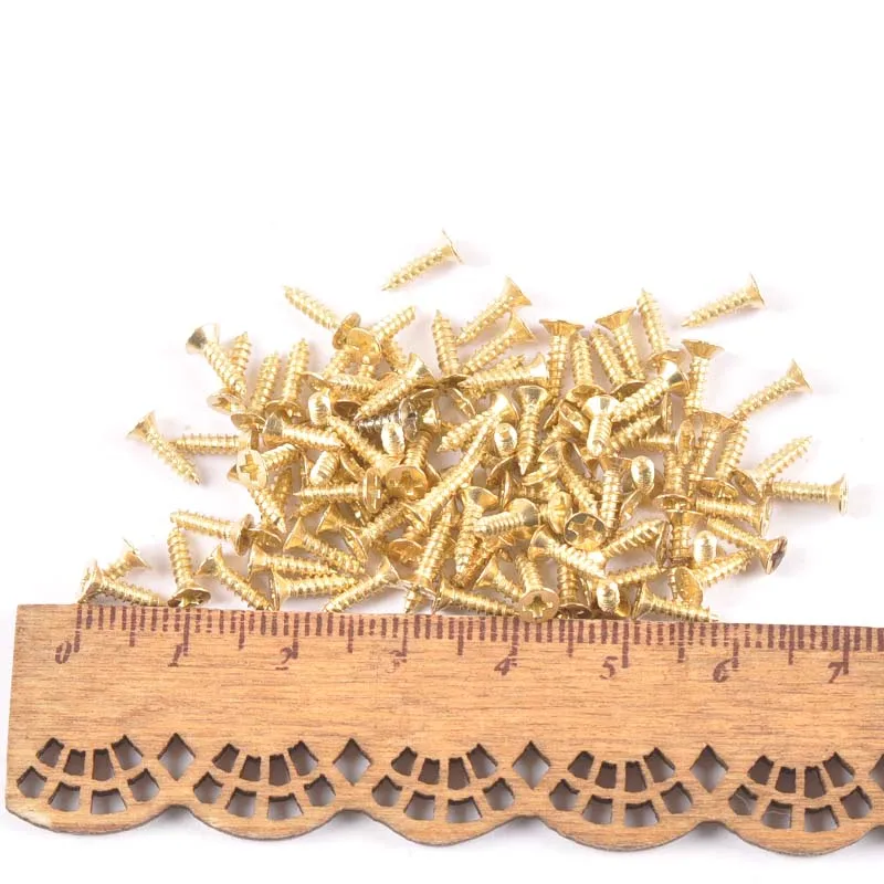 100PCS เงิน/ทอง/Bronze แบนหัวสกรูช่างไม้สกรูขนาดเล็กเฟอร์นิเจอร์ไม้กล่องอุปกรณ์ฮาร์ดแวร์ Cp2421
