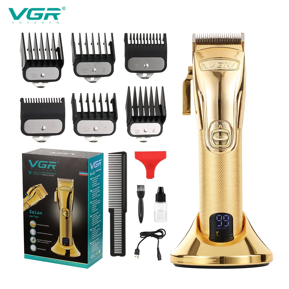 VGR Professional Hair Clipper Personal Care Barber Hair Trimmer For Men Shaver LCD Rechargeable Electric Clippers Hair Salon