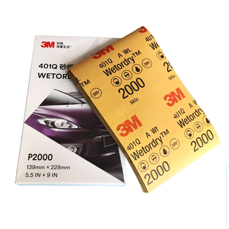 3M 사포 2000 1500 1200/1000 그릿 물 사포, 자동차 페인트 마감 연마 139*228mm