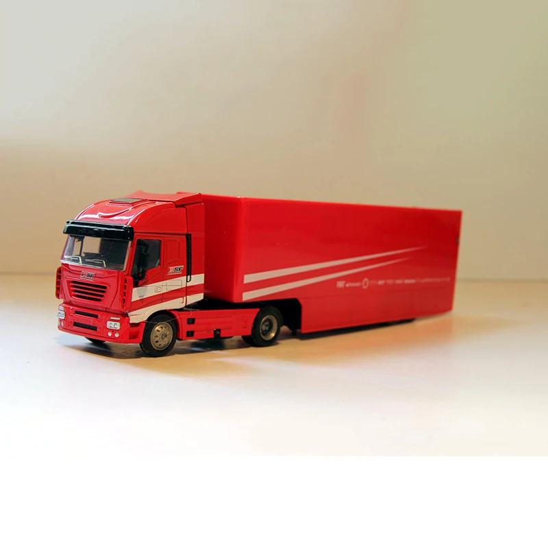 37CM 1/43 Scale Diecast Heavy Alloy Container truck vehicle Model Simulation Metal Truck Trailer Toy--NO BACK DOOR