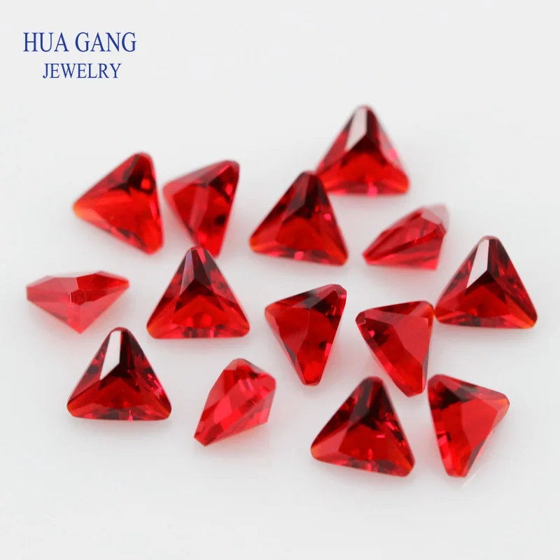 

Red Triangle Shape Princess Cut Loose Glass Beads Synthetic Gems For Jewelry Size 3x3~10x10mm