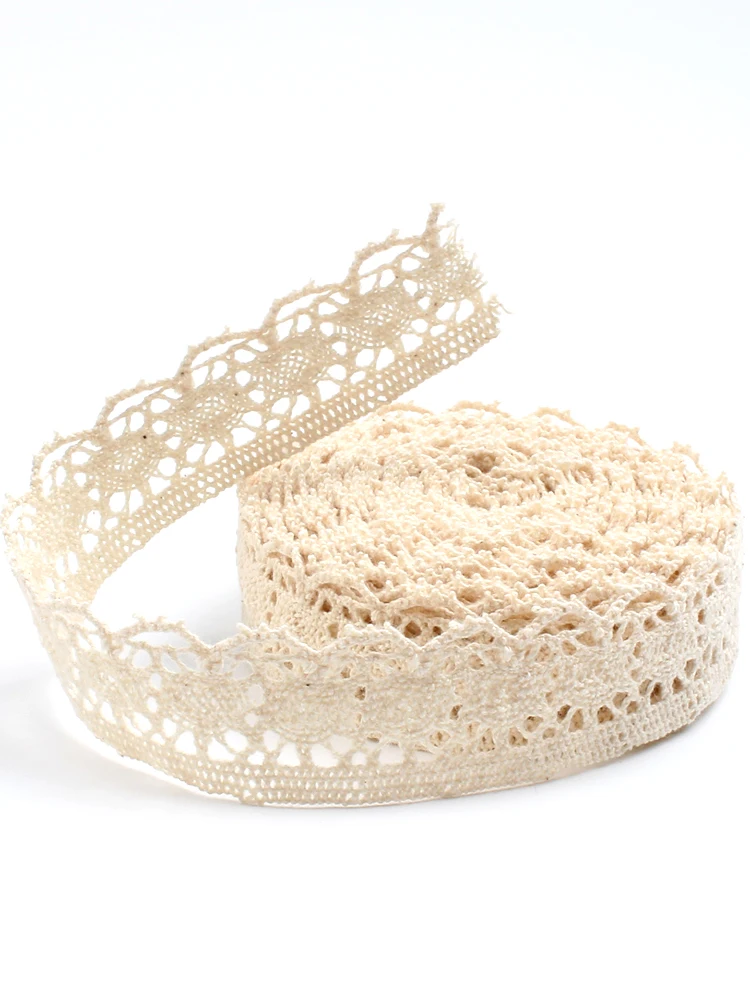 30yards/lot Cotton Material White Cotton Lace Trims Beige Clothing Decorative Ribbon Handmade Patchwork DIY Hometexile Sewing