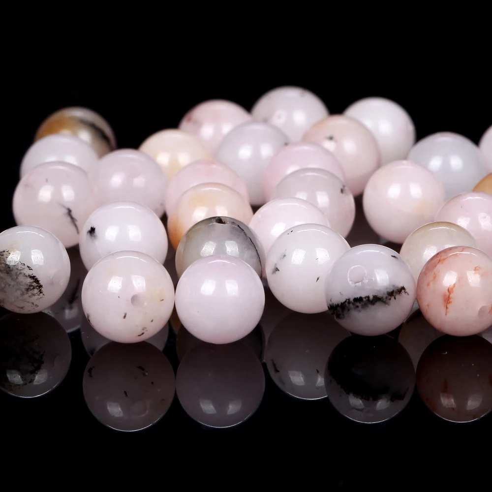 Natural Pink Opal Chalcedony Stone Beads Round Loose Spacer Beads For Jewelry Making DIY Bracelet Handmade 4/6/8/10mm