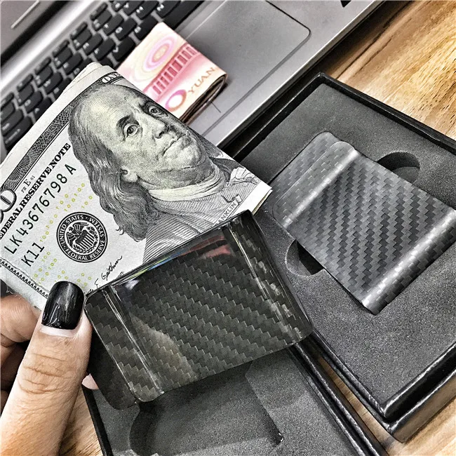 3K Full Carbon Fiber Wallet Money Clip 100% Pure Carbon Fiber Aviation Material Ultra-thin Wallet Banknote Clip Simple Wallet