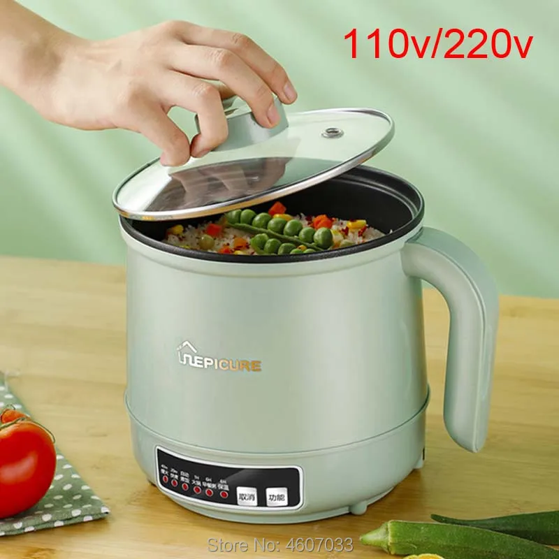 110V Electric cooker hotpot mini dormitory student pot heat pan egg cooking noodle soup rice cooking non-stick pot steamer 220v