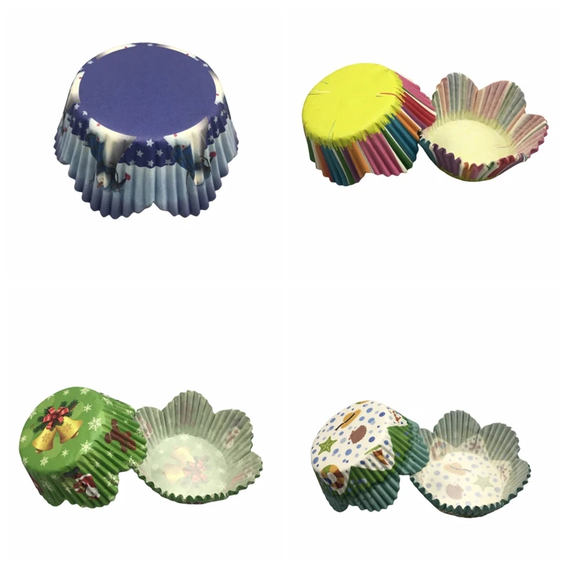 100pcs petal flower wedding Cupcake Liners Black/Blue/Green/Pink/Red/Purple damask muffin baking Cup cake mold for birthday