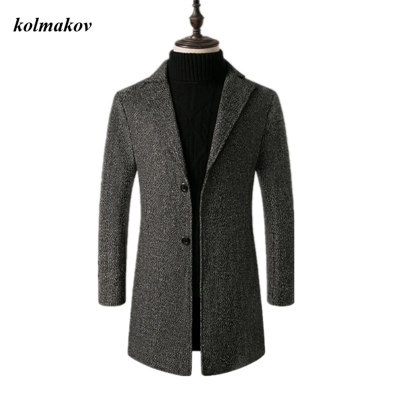 

2024 New Arrival Winter Style Men Boutique Woolen Coat Fashion Casual Solid Single Breasted Woolen Trench Coat Dress Size M-5XL