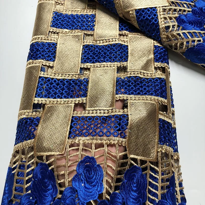 Lo último en tela de encaje suizo africano francés, guipur nigeriano suave, cordón Soluble en agua, tela de encaje con piedras para vestido de boda y fiesta