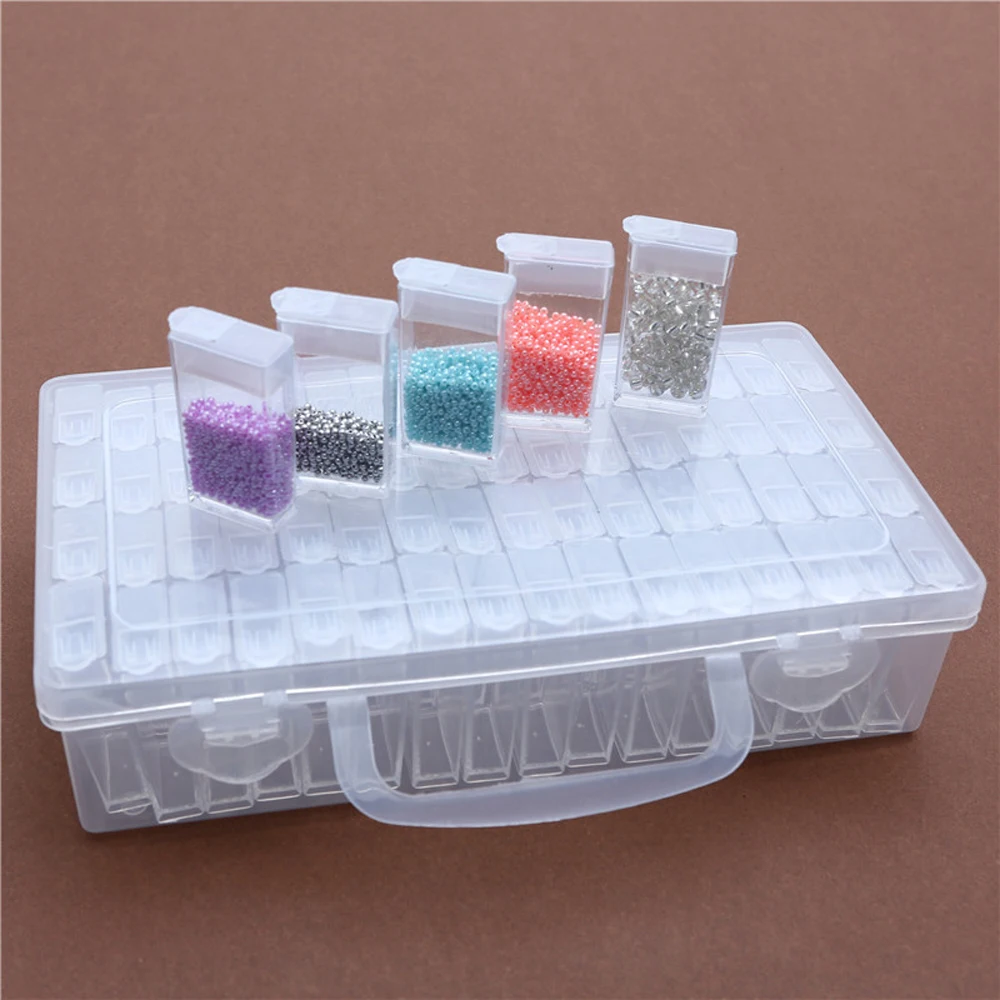 64Pcs Diamond Painting Convenience Tools Beads Container Rhinestone Diamond Storage Accessory  Box DIY Beads Plastic Box