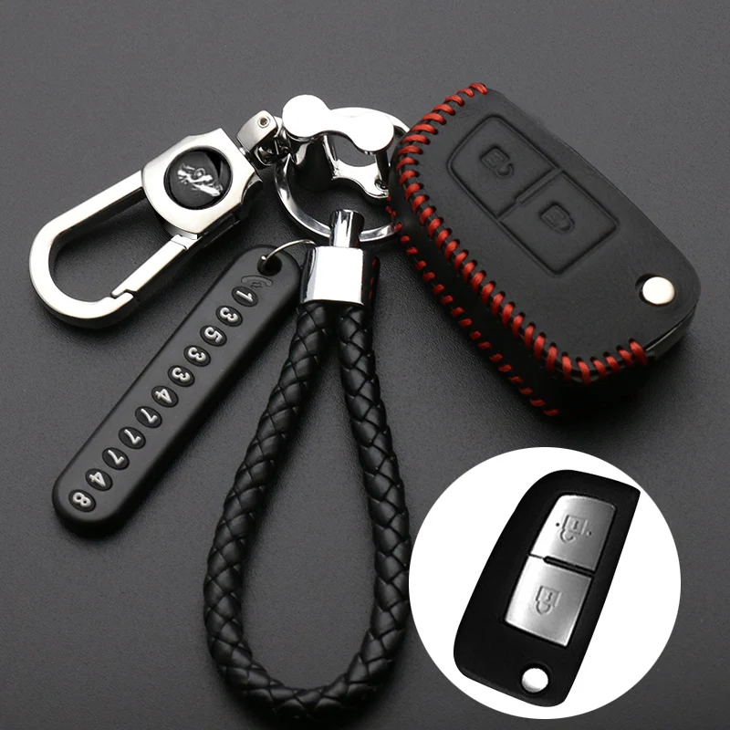 

leather Car Remote Key Fob Shell Cover Case For Nissan X-Trail Juke Qashqai Micra Pulsar 2014 2015 2016 2017 2018