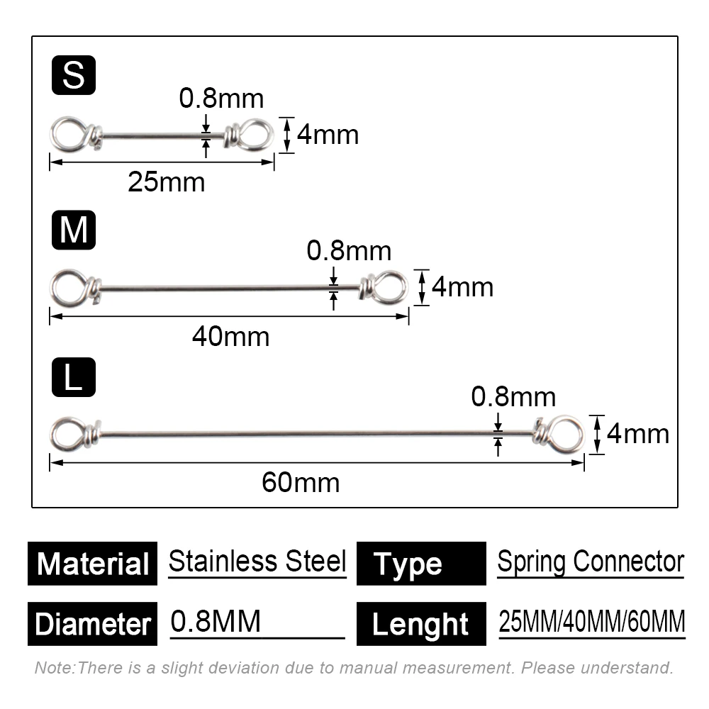 Spinpoler 50pcs Bait Support Wire Spring Pin Hook Stainless Steel Screw Needle Lock Fixed For Soft Worm Lure Baits Fishing Tools