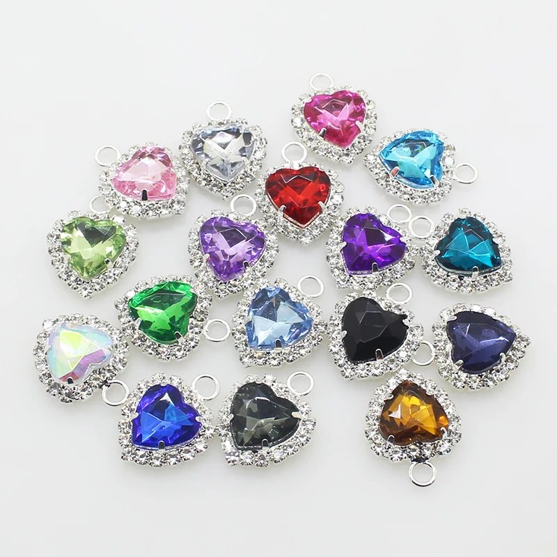 New Rhinestones Pendant Buttons 10Pcs/Lot 18MM Mix Color Acrylic Buttons DIY Handwork Sewing Decoration Metal Accessories