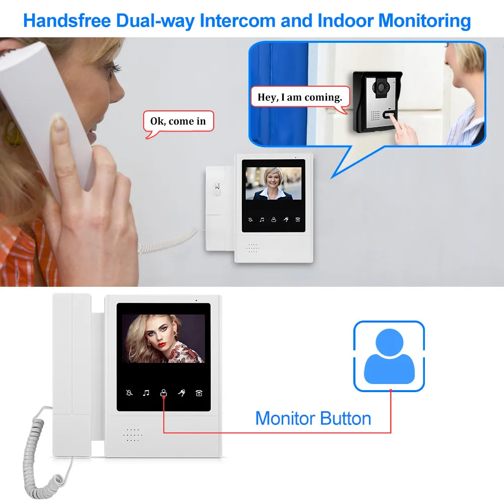 Yitoo 4.3インチビデオドアベルシステムドア電話モニタービデオインターホンナイトビジョンカメラ用アパート2/3/4/5/6/8