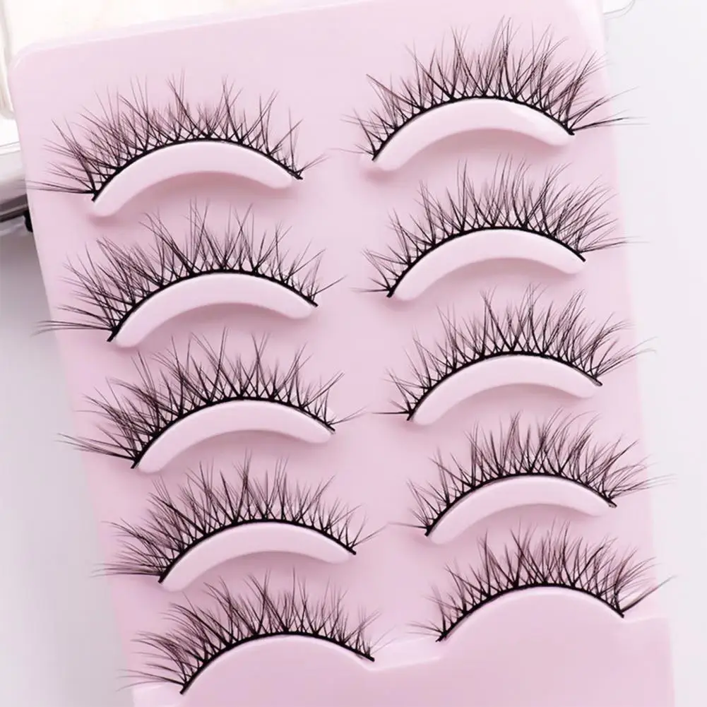 5Pairs False Eyelashes Lengthened Soft Stylish Cross Makeup Extensions Eye Lashes for Girls