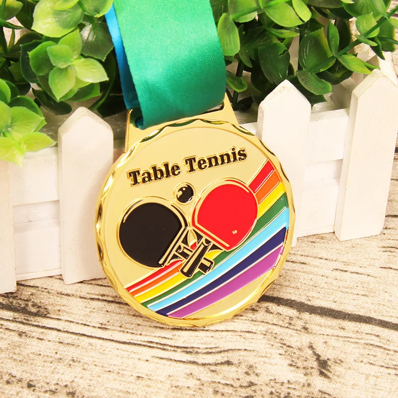 hot sale zinc alloy table tennis medal sports competitions school sports medal sports gold silver bronze medal free print