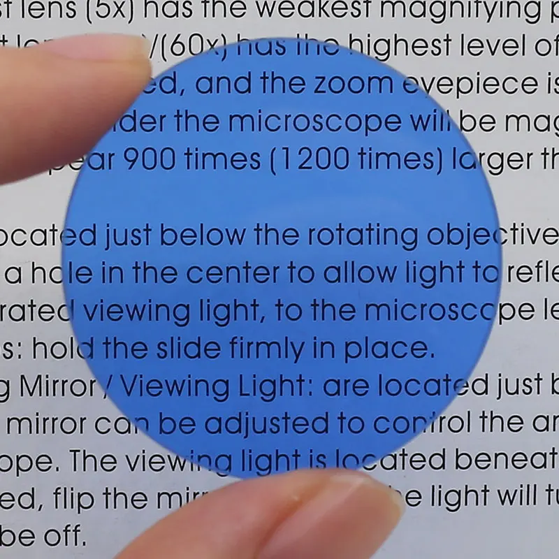 Filtro de Color azul para microscopio profesional, accesorios para piezas de microscopio biológico óptico, 45, 42, 35, 32 mm