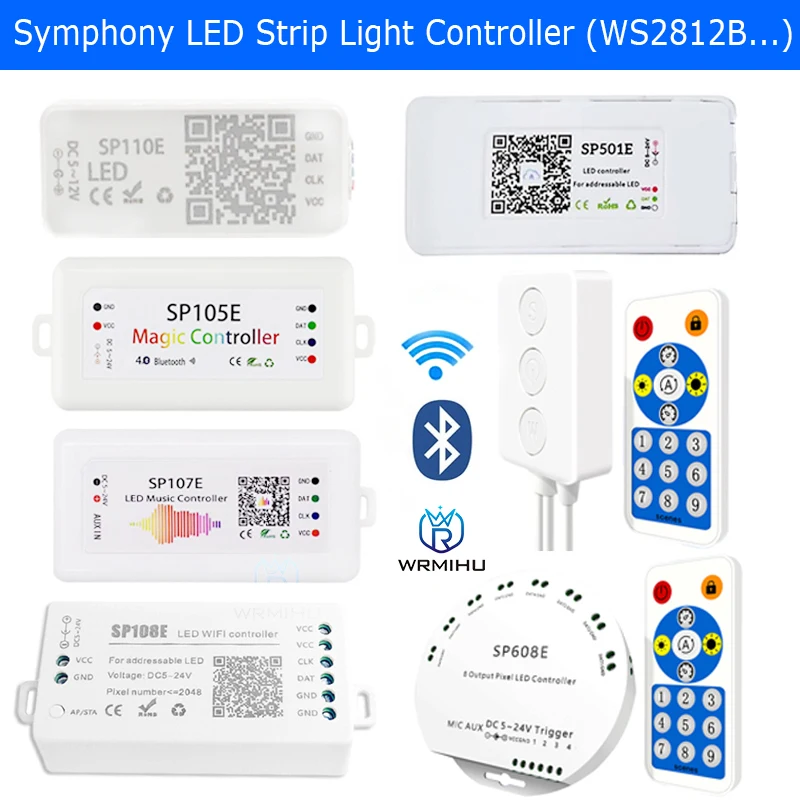 WS2812B Led Strip Light Controller BT Wifi Music Symphony SP105E SP110E SP108E SP501E SP107E SP601E SP608E WS2811 SK6812