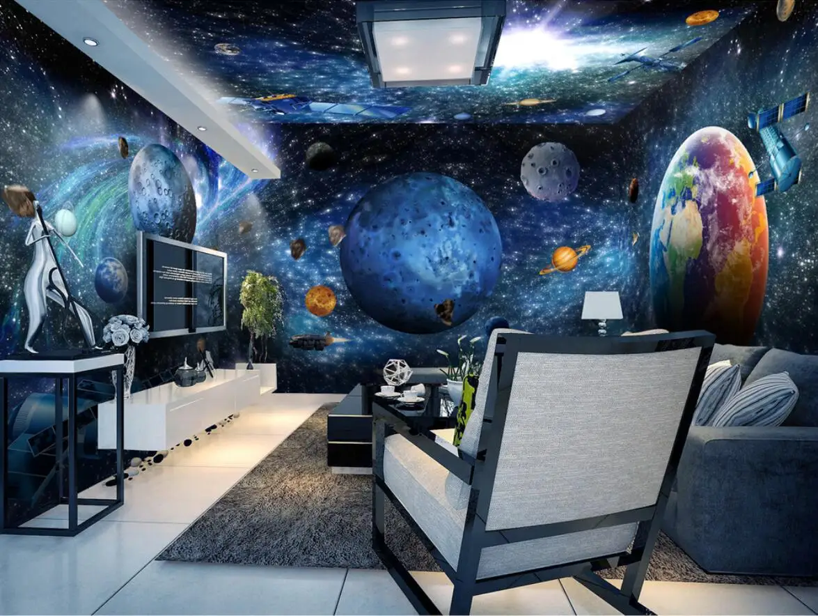 beibehang Custom Universe galaxy earth space whole house papel de parede 3d mural wallpaper TV background wall paper home decor