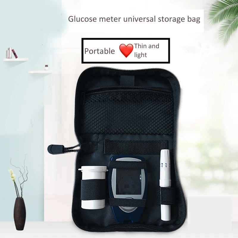 Bolsa de armazenamento universal portátil, bolsa de malha pu à prova d'água para teste de glicose e sangue ujohno wenhao sanual