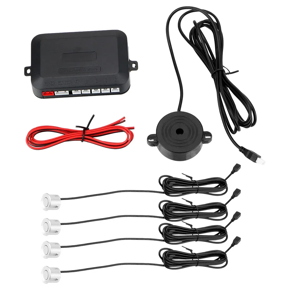 Car Parking Sensor Kit 4 Sensors Buzzer Reverse Backup Radar Sound Alert Indicator Car Distance Detection System