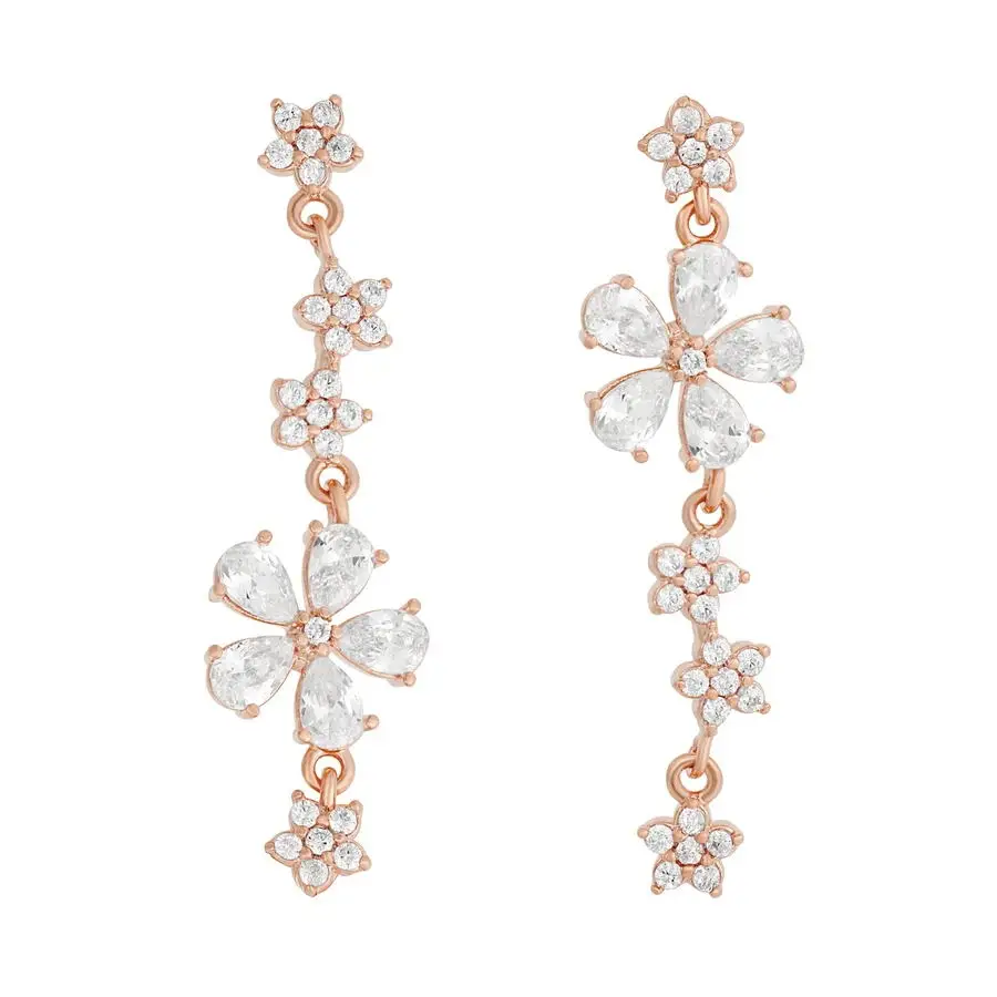 fashion cubic zirconia flower design cute lovely sparking bing 5A cz flower drop charm dangle earring