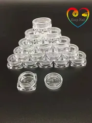 Botellas de crema de embalaje de cosméticos transparentes de cristal, frasco de crema de Ojos de caja de lata, mini botella vacía de plástico transparente de 5g, 5 piezas