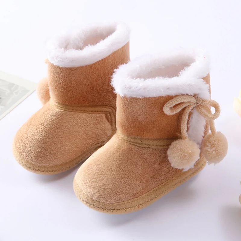 Baywell-Botinhas antiderrapantes para bebês, botas de neve de pele para meninos infantis, botas para inverno, sapatos quentes para bebê, 0-18 meses