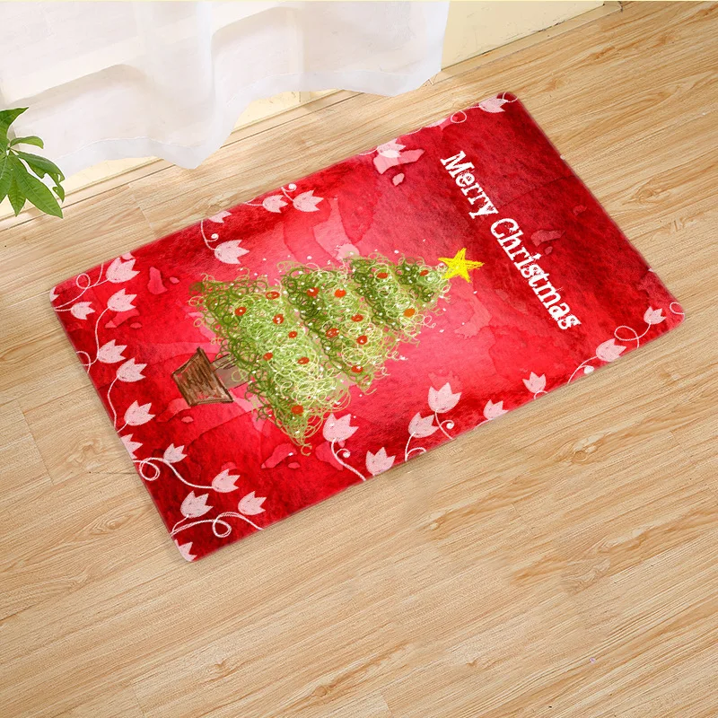 Bath Mat 40x60cm Home Bathroom Non-slip Carpet Toilet Christmas Theme Suede Mats Absorbent Rug Mat Kitchen Toilet Floor Decor