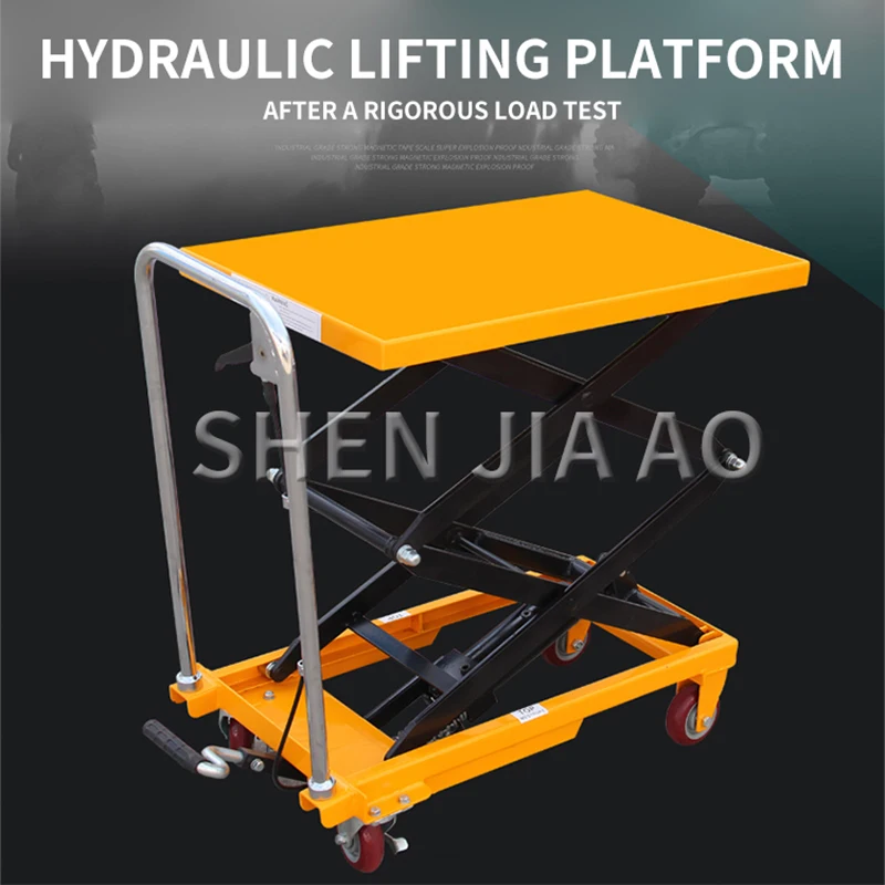 PT300 Mobile Hydraulic Lifting Platform Truck Manual Folding Scissor Platform Fixed Elevator Lifting Truck Industrial Workshop