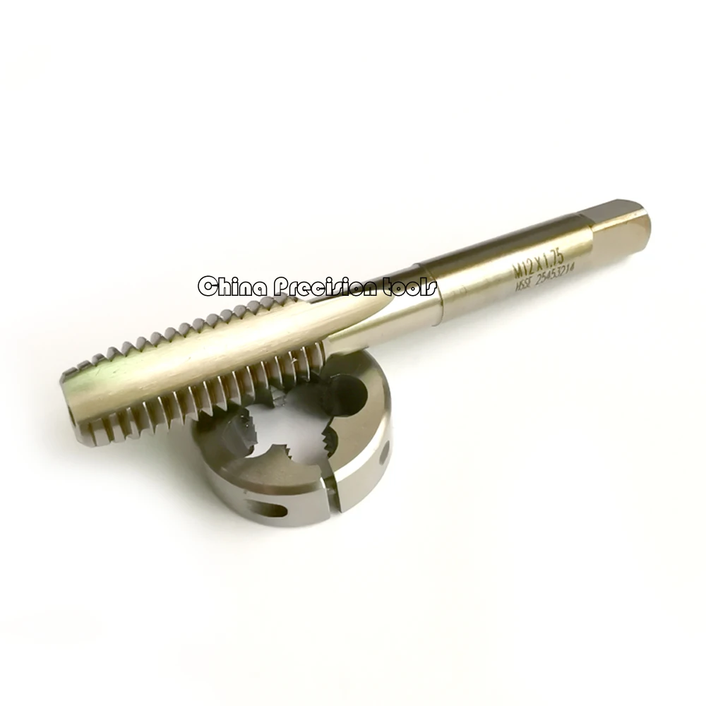 HSSE-Jeu de tarauds et filières à filetage droit, filetage fin, réglable, fendu, rond, M12 x 1,5, M12 x 1, M12 x 1, 2 pièces