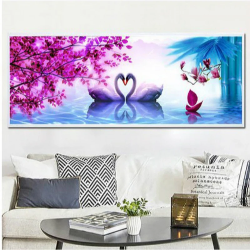 Diamond Embroidery Mosaic Painting Cross Stitch Full Romantic Swan Lake Beautiful Wedding Painting DIY 5D Sale Decoration Gift