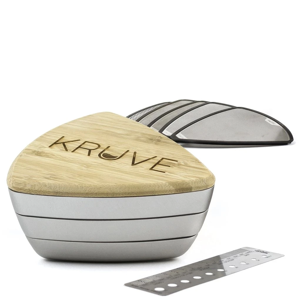 KRUVE Sifter Base With 5 Interchangeable Grind Sieves Grinder Calibration Tool Measuring Grind Size In Quantifiable Micron Units