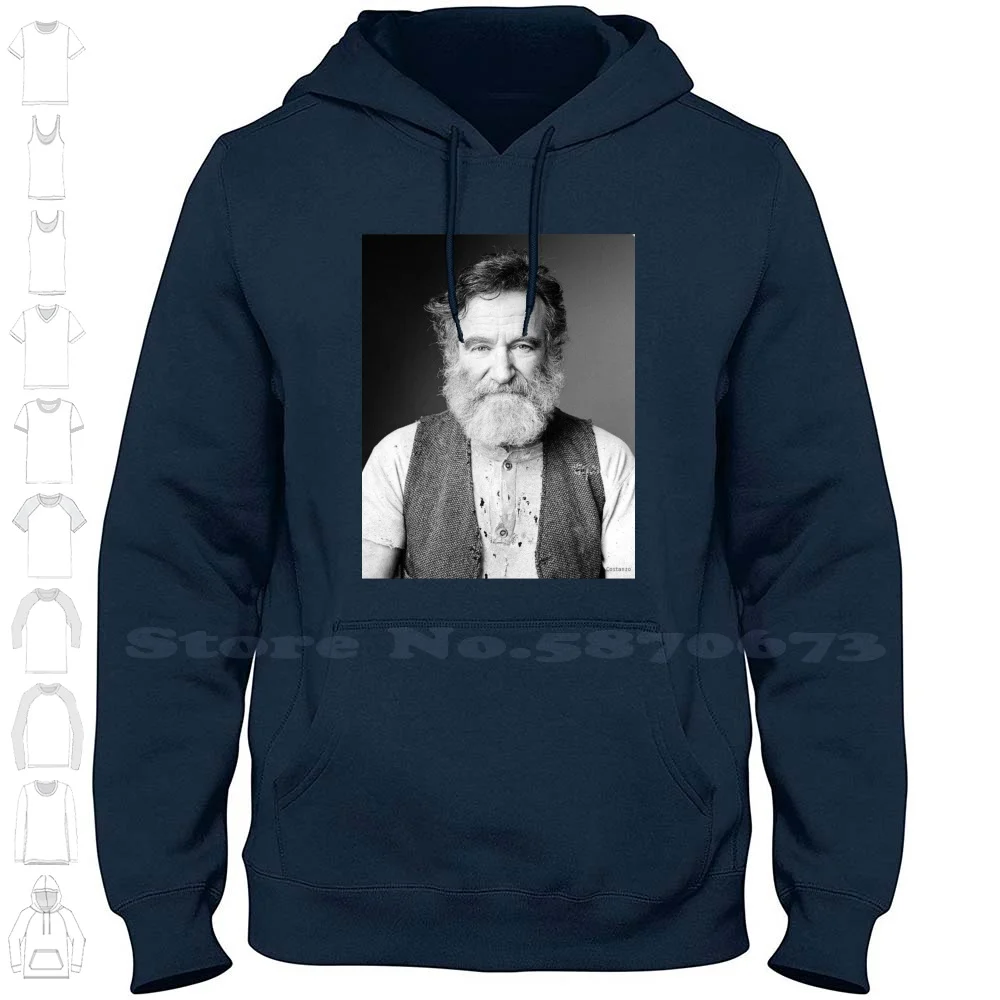 Robin Williams 100% Cotton Hoodie T-Shirt Robin Williams Mrs Doubtfire Comedian Mork And Mindy Alladin Genie Patch Adams Hook