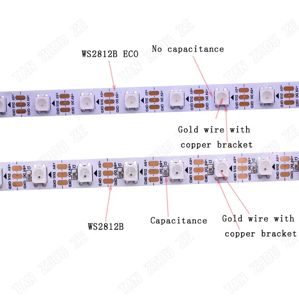 1m/5m ekonomiczny WS2812B inteligentna taśma pikselowa led, czarno-biała płytka drukowana, 30/60/144 diody led/m WS2813 30/60/144 pikseli,