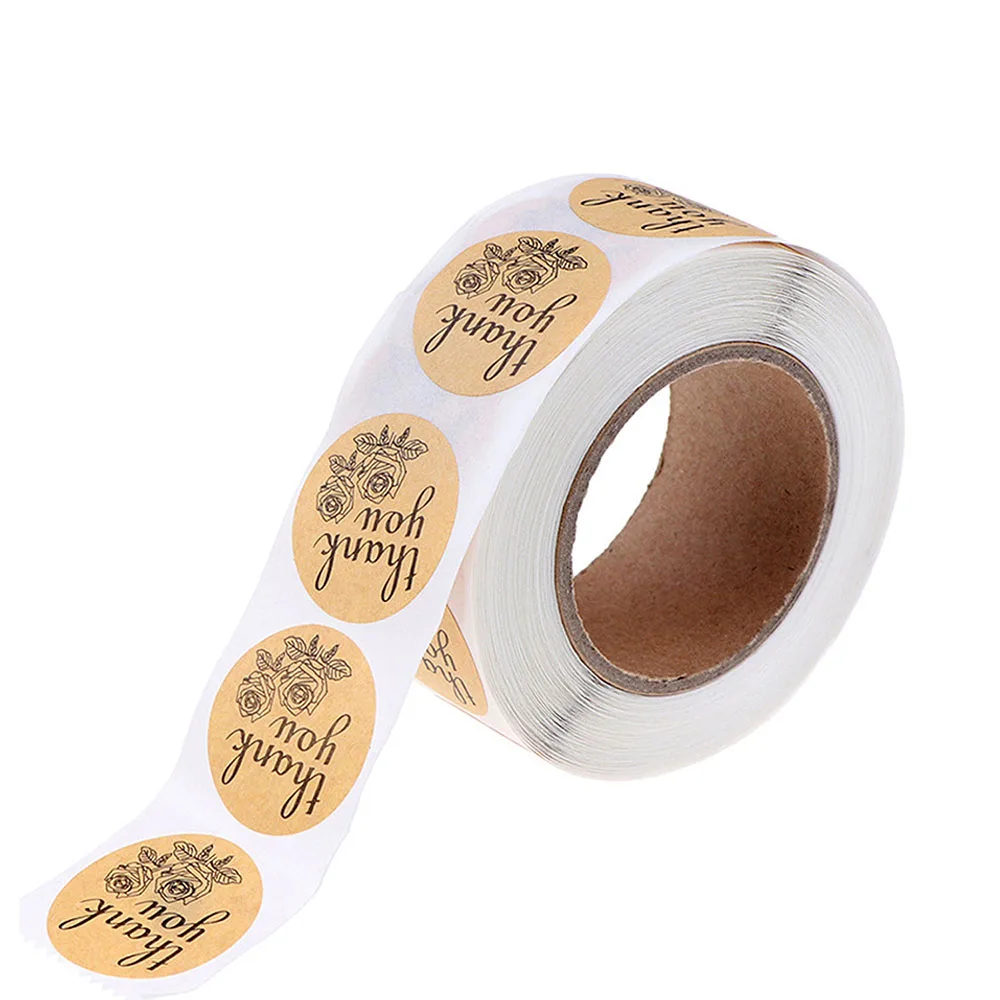500Pcs 2.5Cm Dank U Ronde Sticker Kraftpapier Sticker Voor Bakken Afdichting Sticker Label Diy Scrapbooking Briefpapier Stickers