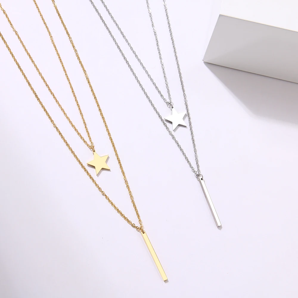Multilayer Necklaces & Pendants Star For Women Gold Color Long Chain Female Pendant Necklace Fashion Stainless Steel Jewelry image 6