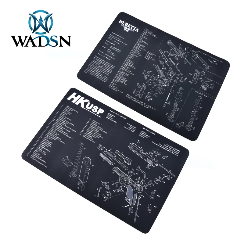 WADSN Magorui P229 P226 1911 XD Glock Gun Cleaning Rubber Mat With Parts Diagram and Instructions Armorers Bench Mat Mouse Pad