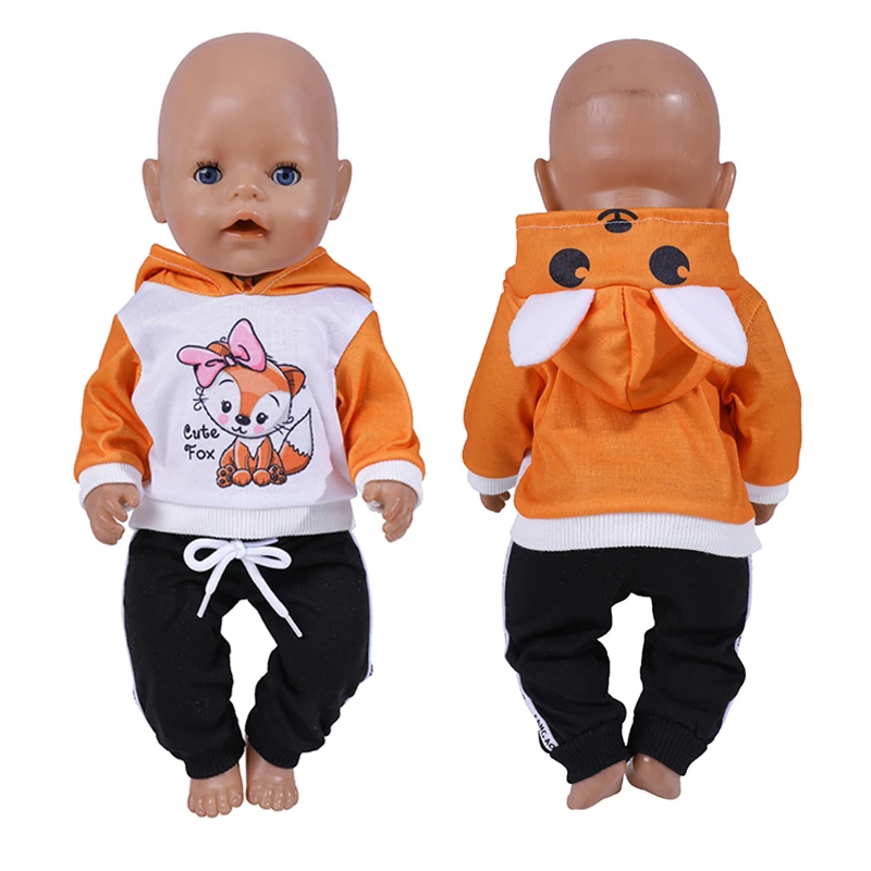 43cm Doll Outfit 17 Inch Baby Born Cute Animals Doll Suit Fashion Cartoon Fox Clothes Fit For  Doll Baby Birthday Gift