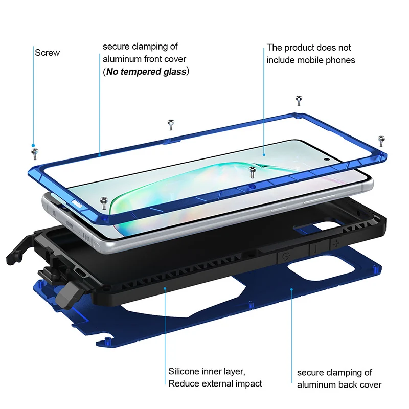 Imagem -05 - Caixa do Telefone para Samsung Galaxy Note 10 Lite S10 Lite à Prova de Choque Capa Proteção Resistente Doom Armadura Metal Alumínio