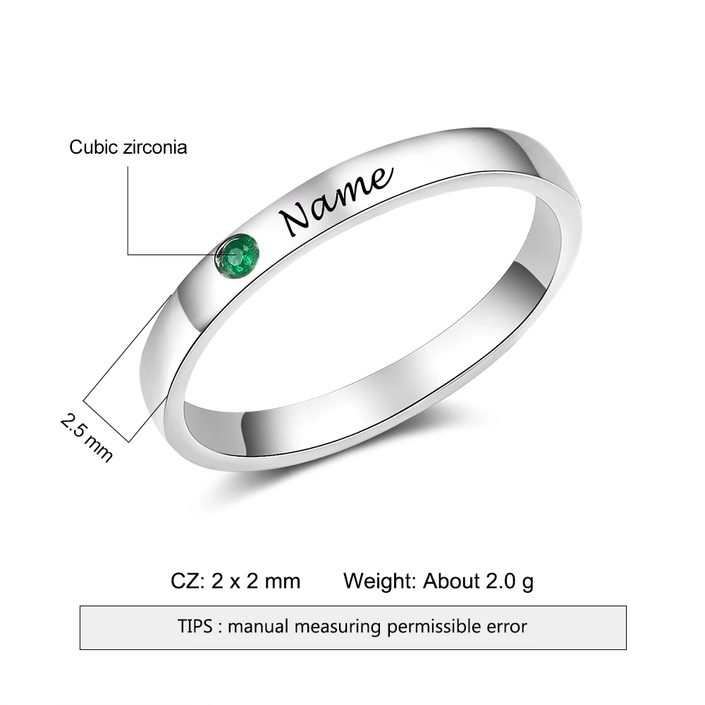 Genuine  Silver Color Ring for Women  Ring Personalized Birthstone Ring Fine Jewelry Unique Gift (Lam Hub Fong)