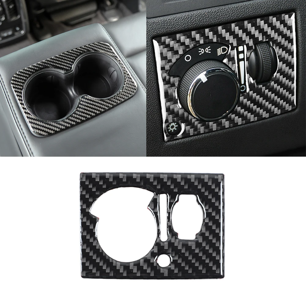 for Jeep Grand Cherokee 2011-2021 Headlight Switch Trim Door Bowl Cover Cup Holder Decoration Car Accessories Soft Carbon Fiber