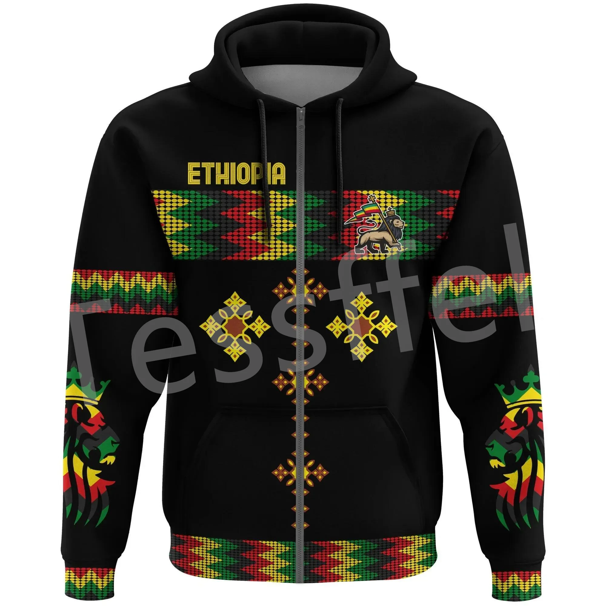 Tessffel Ethiopia County Flag Reggae Africa Native Tribe Lion Retro Harajuku Tracksuit 3DPrint Men/Women Funny Casual Hoodies X1